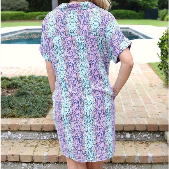 Electric Snake Collared Dress - Picture 3 of 6